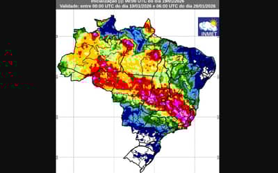 Frente fria e ciclone aumentam o risco de chuvas intensas no Sul e Sudeste do Brasil
